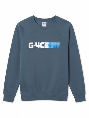 Bella Canvas Slate Blue Crewneck Sweatshirt with White & Blue Graphic